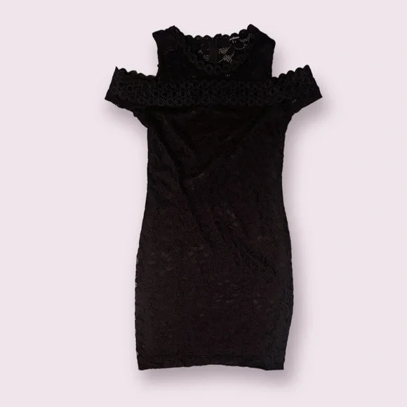 Ambiance Black Lace Cutout Sleeve Dress - Picture 2 of 3